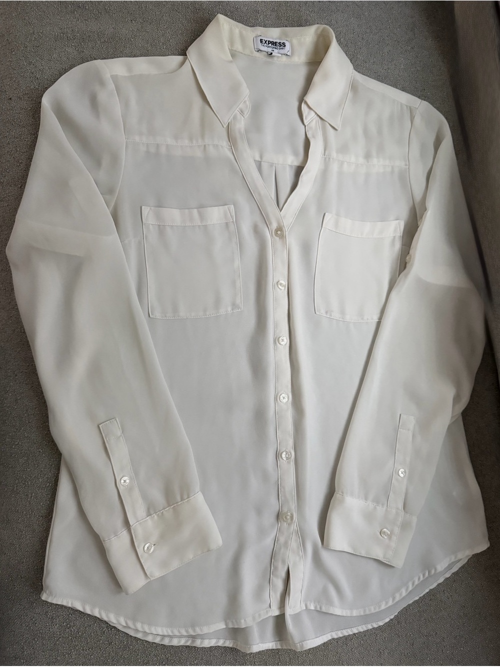 Express Ivory Button-Down Blouse